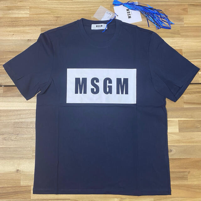 MSGM(エムエスジイエム)の新品　MSGM エムエスジーエム　ロゴTシャツ　ネイビー　メンズ　紺色　半袖　M メンズのトップス(Tシャツ/カットソー(半袖/袖なし))の商品写真