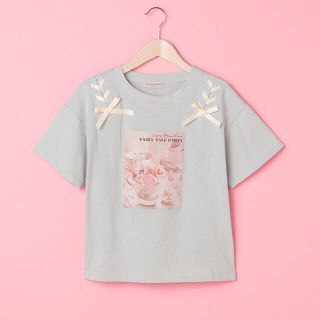 メゾピアノジュニア(mezzo piano junior)のメゾピアノ新品新作タグ付き肩レースアップフォトプリントTシャツ150(Tシャツ/カットソー)