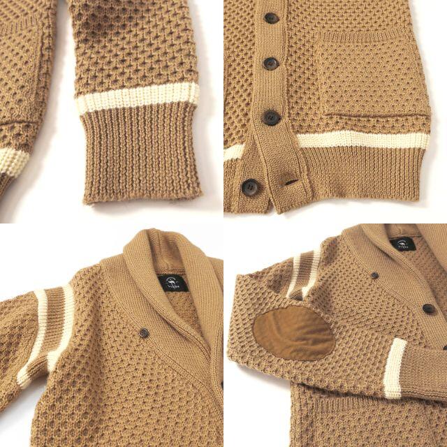 bukht by re:shop ｜ラクマ ブフト ワッフル編みショール襟ニット/エルボーパッチの通販 人気高品質