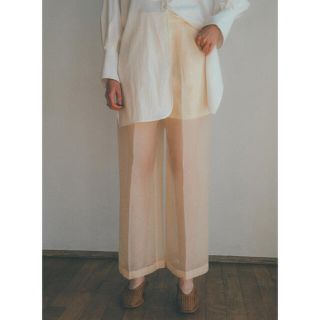 CLANE 新品タグ付きSTRAIGHT SHEER PANTSイエロー(カジュアルパンツ)