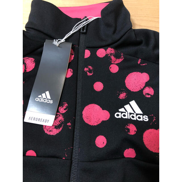 adidas(アディダス)のアディダス adidas ジャージ 黒×ピンク キッズ 120cm ☆新品未使用 キッズ/ベビー/マタニティのキッズ服女の子用(90cm~)(ジャケット/上着)の商品写真