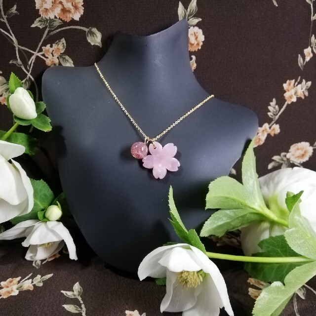 ～* 姫桜～**春ネックレス*♪～*爽やかな春へ～♪ **～+**゜*天然石♪ レディースのアクセサリー(ネックレス)の商品写真