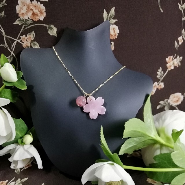 ～* 姫桜～**春ネックレス*♪～*爽やかな春へ～♪ **～+**゜*天然石♪ レディースのアクセサリー(ネックレス)の商品写真