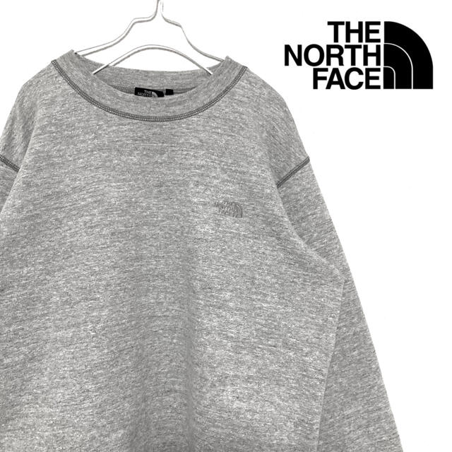 THE NORTH FACE(ザノースフェイス)の【超美品】ノースフェイス スウェット　トレーナー　刺繍ロゴ　グレー　L メンズのトップス(スウェット)の商品写真