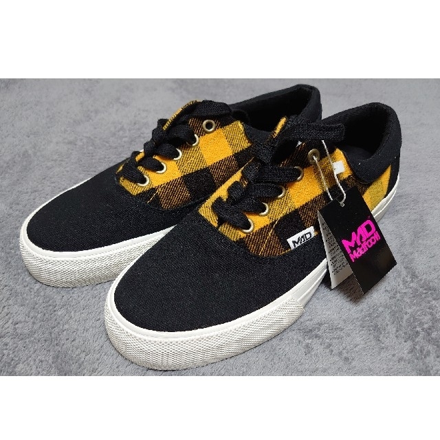 MADFOOT マッドフット スニーカー 24cm ブラック×イエロー チェック - 靴