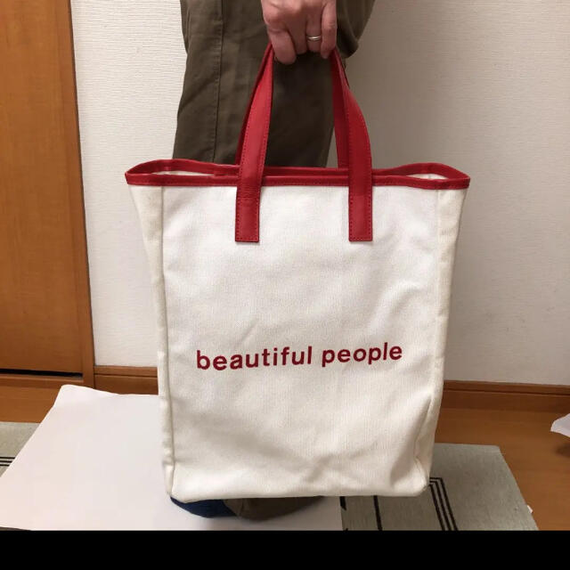 beautiful people 形状記憶トートバック　トマトレッド 3