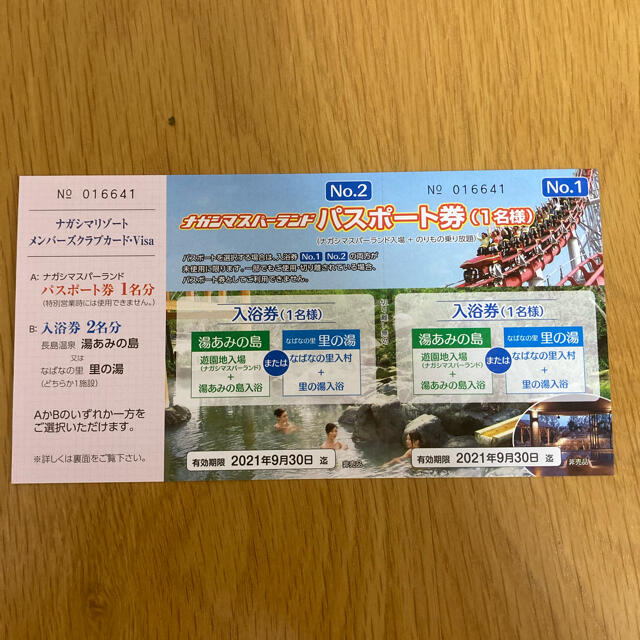 ナガシマスパーランド パスポート券 チケットの施設利用券(遊園地/テーマパーク)の商品写真