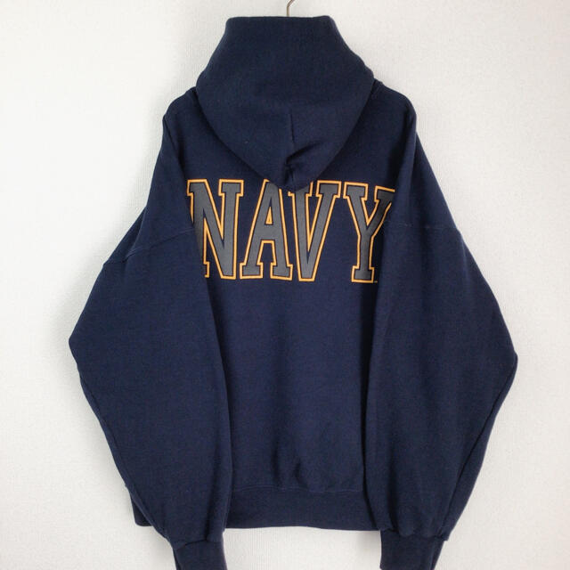 FEAR OF GOD(フィアオブゴッド)のロレンゾ着用　90s  USA古着　US  NAVY リフレクター　パーカー　紺 メンズのトップス(パーカー)の商品写真