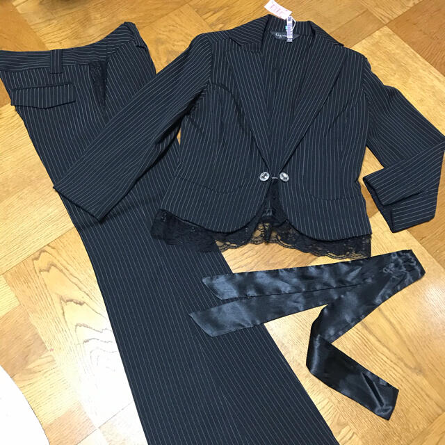【正規取扱店】 GF - 値下げ中 ストライプパンツスーツ　黒　ジャケット GF スーツ
