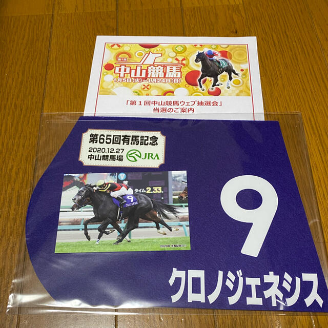 悠さま専用 中山競馬場 ミニゼッケン レースフォト 有馬記念 クロノジェネシス エンタメ/ホビーのコレクション(ノベルティグッズ)の商品写真