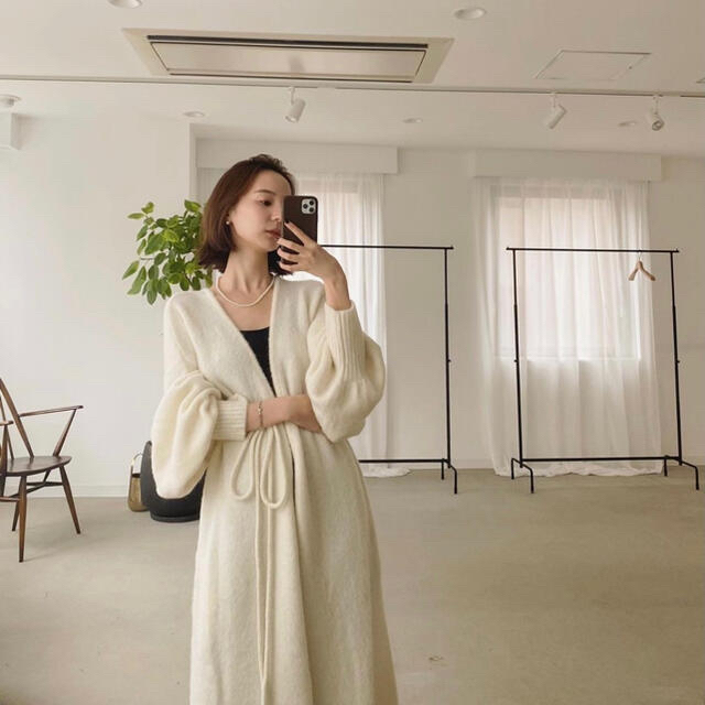 louren mohair long knit cardigan