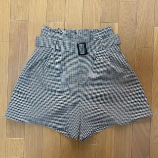 ハニーズ(HONEYS)のベルト付き チェック柄ショートパンツ ハイウエスト ウエストゴム 秋 冬(ショートパンツ)