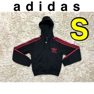 アディダス(adidas)のadidas  レディース　ジャージ　ショート丈パーカー　S(パーカー)