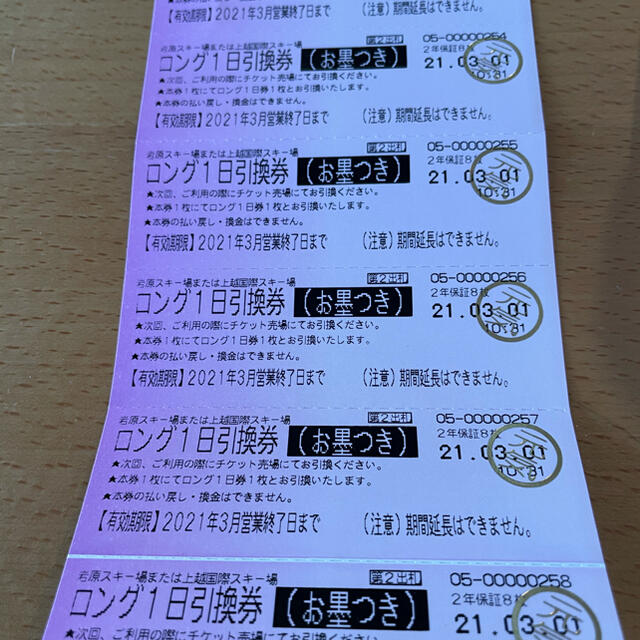 【岩原リフトロング1日券】6枚セットチケット