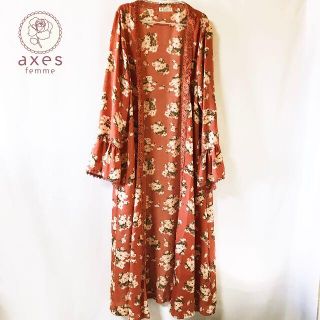 アクシーズファム(axes femme)の【axes femme】総花柄 シフォン ロングカーディガン(カーディガン)