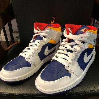 ナイキ(NIKE)のAIR JORDAN 1 MID "WHITE/NAVY/YELLOW"(スニーカー)