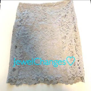 ジュエルチェンジズ(Jewel Changes)の専用！JewelChanges ブルーグレー　レーススカート♡(ひざ丈スカート)