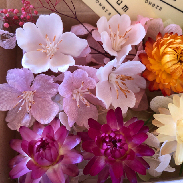 春色　サクラ&ミモザ　花材 アソートボックス ハンドメイドの素材/材料(各種パーツ)の商品写真