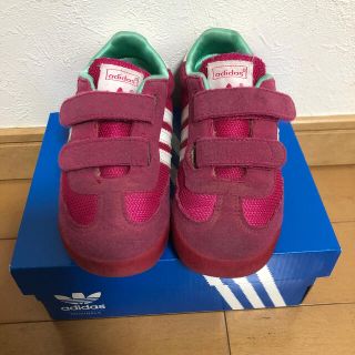 アディダス(adidas)のアディダス ピンク ドラゴン マジックテープ 14.5 スニーカー 女の子 美品(スニーカー)