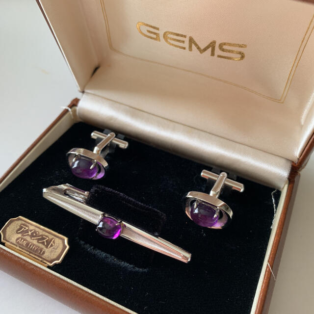 GEMSアメジストシルバー ネクタイピン&カフスボタン | フリマアプリ ラクマ