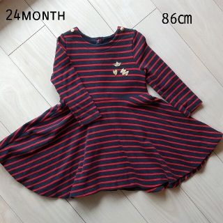 プチバトー(PETIT BATEAU)のPETIT BATEAU  ボーダーワンピース  86㎝(ワンピース)