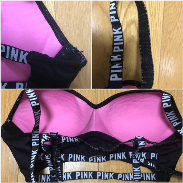 Victoria's Secret(ヴィクトリアズシークレット)の【ホピ様】ロゴがかわいいPINKのスポーツブラ　S　ヴィクトリアシークレット スポーツ/アウトドアのトレーニング/エクササイズ(ヨガ)の商品写真