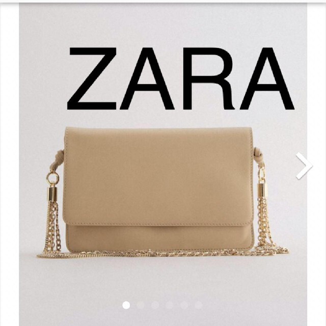 チェーン付き リアルレザー クラッチバッグ ショルダーバック  ZARA レザー