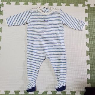 プチバトー(PETIT BATEAU)のプチバトー　6m/67cm　ボーダー　カバーオール(ロンパース)