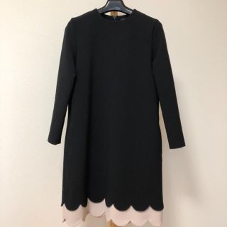 バーニーズニューヨーク(BARNEYS NEW YORK)のYOKO CHAN ◆ スカラップ ワンピース 36 長袖(ひざ丈ワンピース)