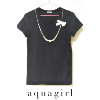 アクアガール(aquagirl)の【美品】アクアガール　パールネックレス　カットソー(Tシャツ(半袖/袖なし))