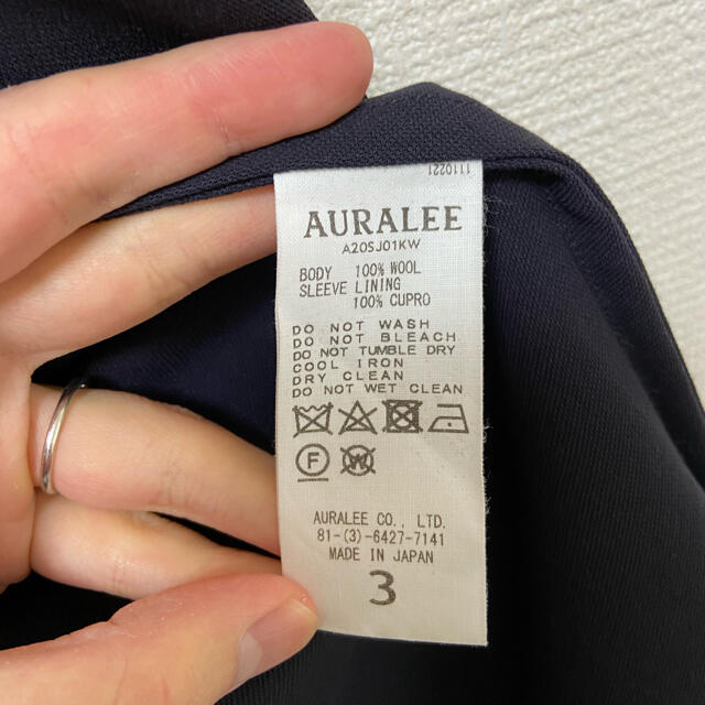 AURALEE 20SS ウールドビー　ジャケット　ネイビー　オーラリー