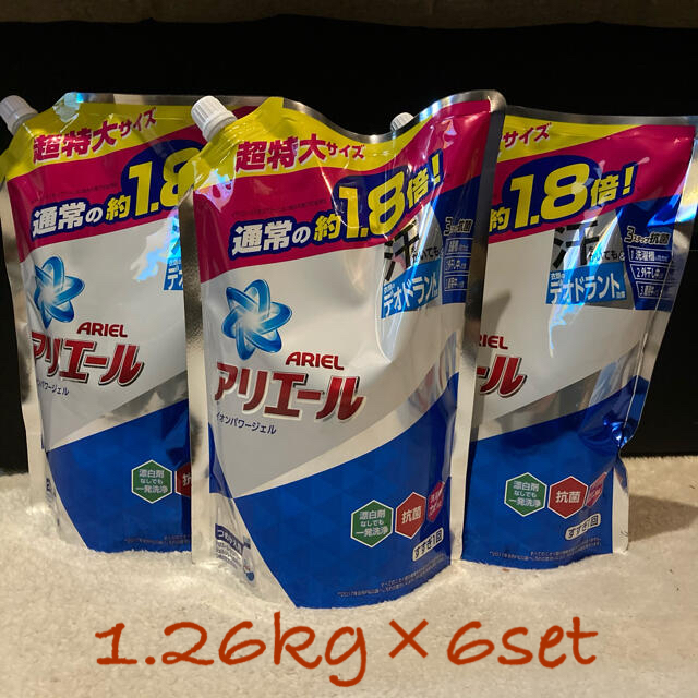 アリエールイオンパワージェル詰め替え用 1.26L×6個セットの通販 by ...