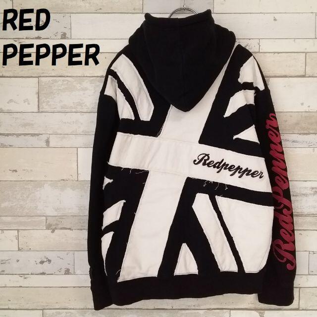 REDPEPPER(レッドペッパー)の【人気】レッドペッパー ビッグロゴ 裏起毛ジップパーカー ユニオンジャック XL メンズのトップス(パーカー)の商品写真