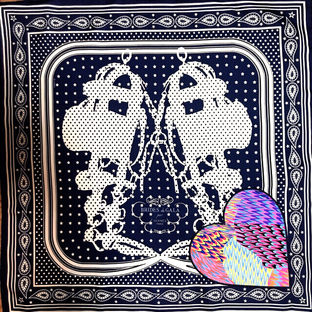 Hermes(エルメス)のエルメス 表参道限定 カレ55 バンダナ 京都マーブル ハート ハンドメイドのファッション小物(スカーフ)の商品写真