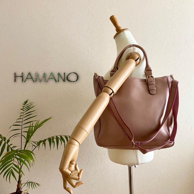 濱野皮革工藝/HAMANO(ハマノヒカクコウゲイ)のほぼ新品同様 濱野皮革工藝 約4万 春色カラー 2way レザートートバッグ レディースのバッグ(ショルダーバッグ)の商品写真