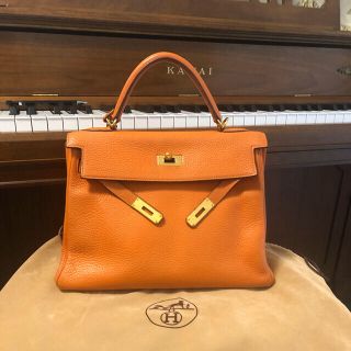 エルメス(Hermes)のHERMES エルメス ケリー32  内縫い ゴールド オレンジ　 ケリーバッグ(ショルダーバッグ)