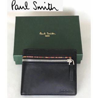 ポールスミス(Paul Smith)の☆新品☆箱付☆ポールスミス メンズ 牛革 2つ折り 財布 ジップシグ ブラック(折り財布)