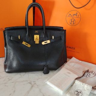 エルメス(Hermes)の直営店　エルメスバーキン35ブラック　L刻印　ゴールド金具(ハンドバッグ)