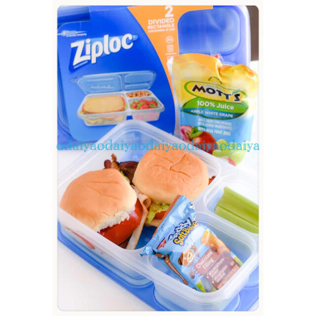 海外限定仕切り付きジップロックコンテナziploc dividedお弁当箱 インテリア/住まい/日用品のキッチン/食器(弁当用品)の商品写真