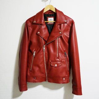 ザラ(ZARA)のZARA ザラ ライダース ジャケット ダブル レッド 赤(ライダースジャケット)