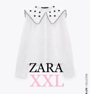 ザラ(ZARA)のZARA エンブロイダリーポプリントップス シャツ XXL(シャツ/ブラウス(長袖/七分))