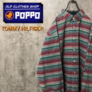 トミーヒルフィガー(TOMMY HILFIGER)の【SnA様専用】トミーヒルフィガー☆幾何学柄レトロ総柄シャツ 90s(シャツ)