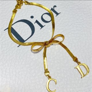 クリスチャンディオール(Christian Dior)のdiorディオール　ゴールドリボンブレスレット(ブレスレット/バングル)