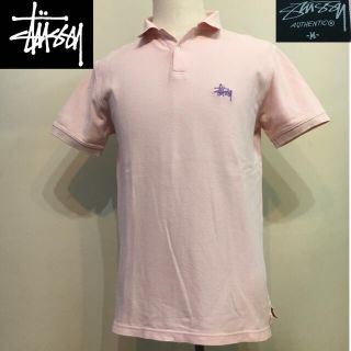 ステューシー(STUSSY)のステューシー ◆刺繍ロゴ ポロシャツ ピンク  Mサイズ(ポロシャツ)