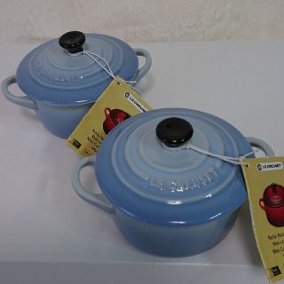 ルクルーゼ(LE CREUSET)のル・クルーゼ ミニ ラウンド ココット ２個 コースタル ブルー(食器)