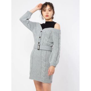 セシルマクビー(CECIL McBEE)の 新品 CECIL Mc BEE ニットワンピ グレー(ミニワンピース)