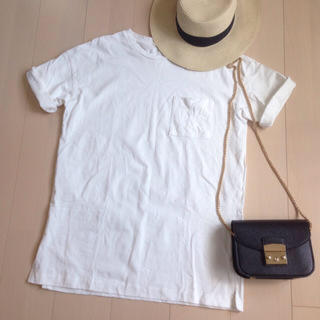 ジーユー(GU)の白ロングTシャツ(Tシャツ(半袖/袖なし))