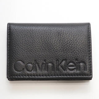 カルバンクライン(Calvin Klein)の新品 カルバンクライン カードケース 二つ折り 名刺入れ エンボス ブラック 黒(名刺入れ/定期入れ)