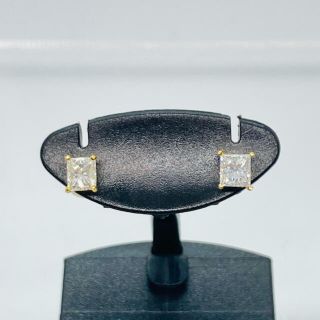 新品 K18 プリンセスカット ダイヤモンド ピアス D:0.659ct(ピアス)