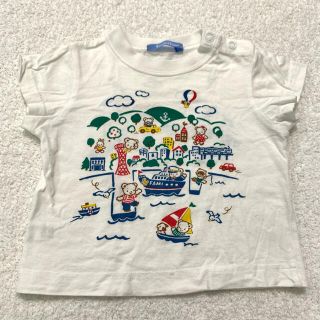 ファミリア(familiar)のTシャツ　半袖　白　神戸　レトロ　レア　前後プリント　おはなしTシャツ　男　女(Ｔシャツ)